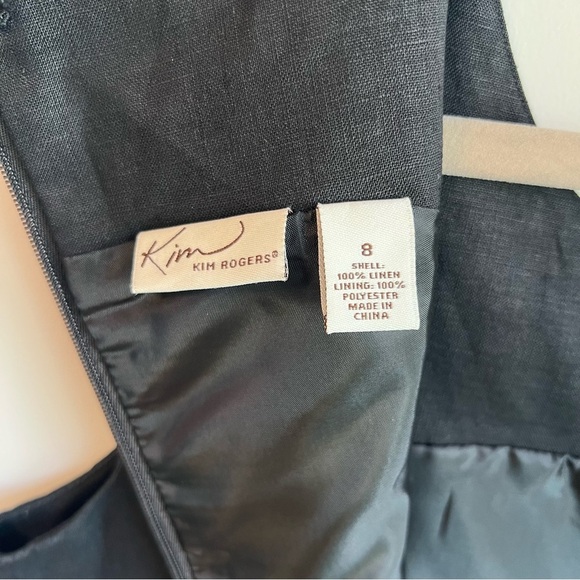 Kim Rogers Black Linen Ruffled Sheath Mini Dress - Size 8 - Picture 7 of 8